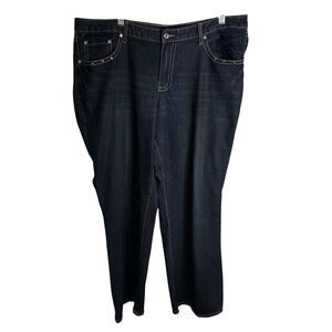 Cato Woman Dark Denim Blue Jeans W/ Embroidered, Rhinestones,Studded Pockets 20W